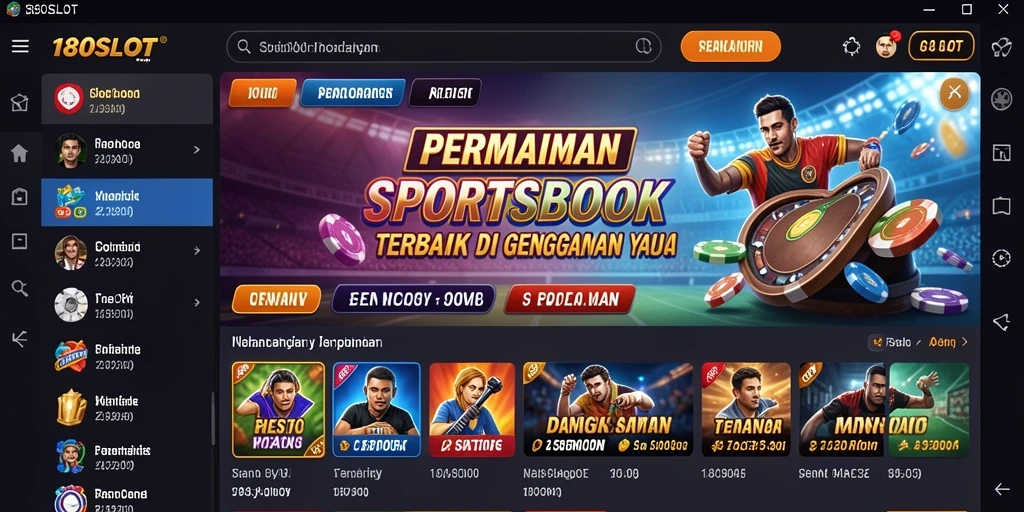Tampilan utama gameplay aplikasi Sportsbook 180SLOT.