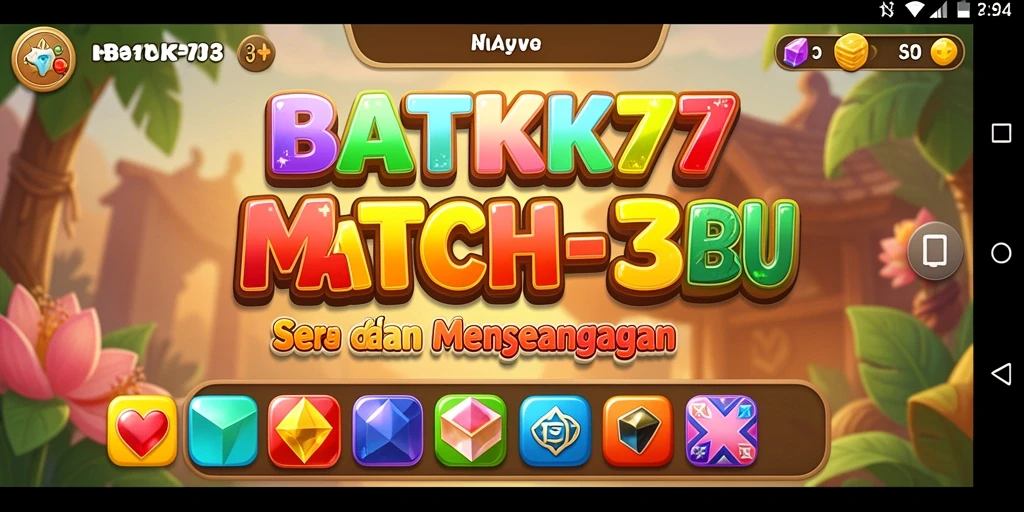 Tampilan menarik dari permainan Match-3 BATIK77 dengan berbagai level dan tantangan.