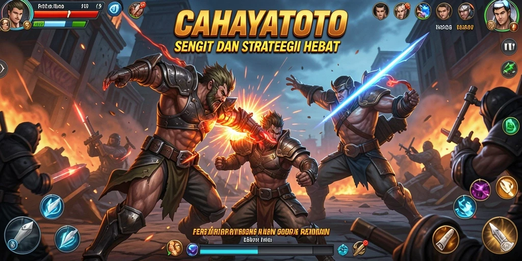 Screenshot gameplay menunjukkan pertarungan intens di CAHAYATOTO.