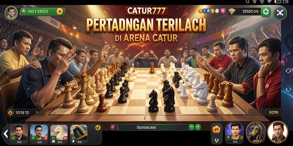 Screenshot gameplay menarik CATUR777 di arena Battle Royale.