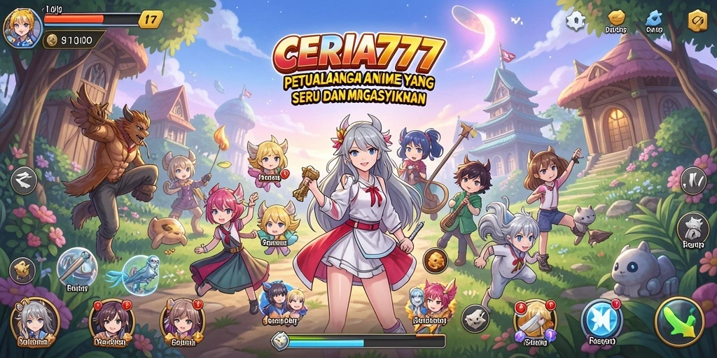 Tangkapan layar CERIA777 menampilkan aksi karakter anime dalam pertempuran yang seru.