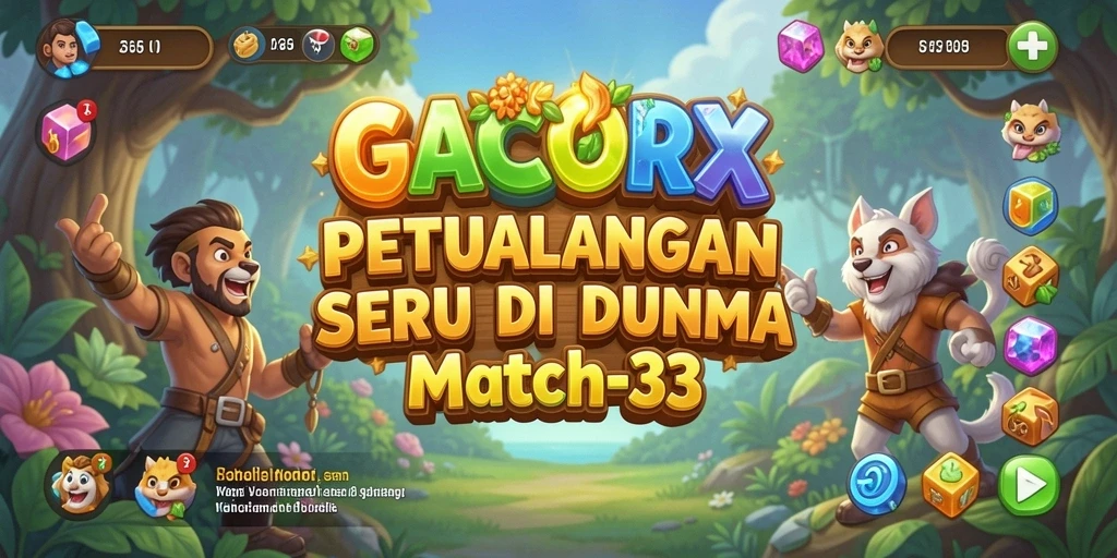 Screenshot GACORX menampilkan gameplay seru dan warna-warni dari tantangan Match-3.