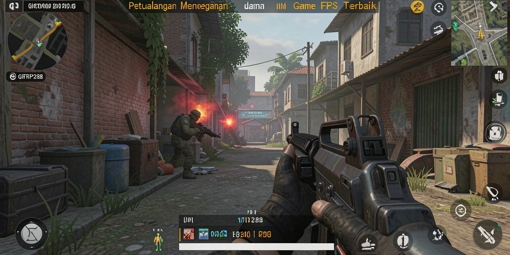 Tangkapan layar menunjukkan aksi menegangkan dalam gameplay FPS.
