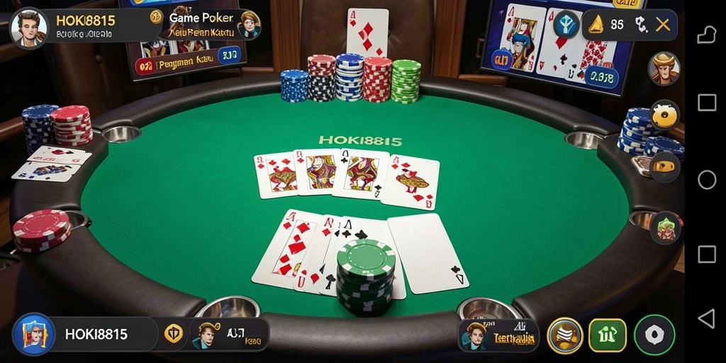 Tangkapan layar gameplay HOKI8815 menunjukkan keseruan permainan poker.