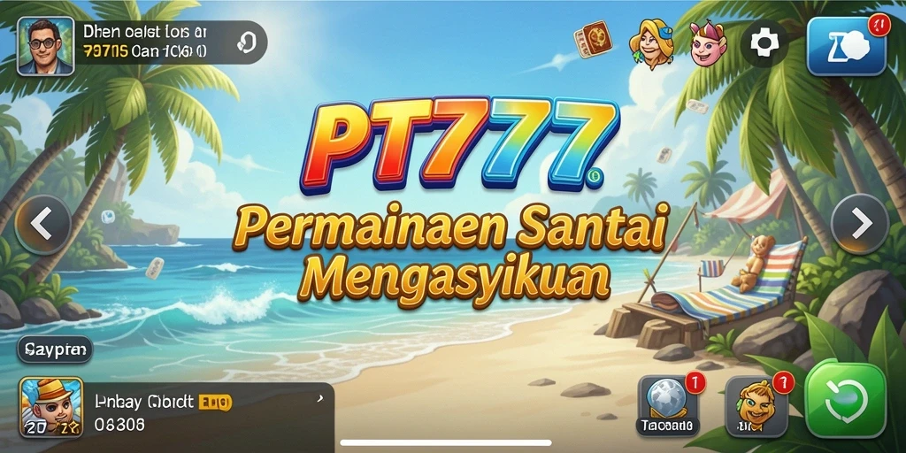 Screenshot utama PT777 menunjukkan gameplay yang menyenangkan dan berwarna-warni.