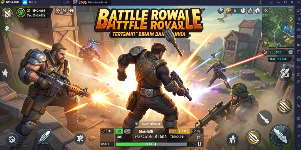 Screenshot RPGAME menampilkan aksi seru dalam pertempuran Battle Royale.
