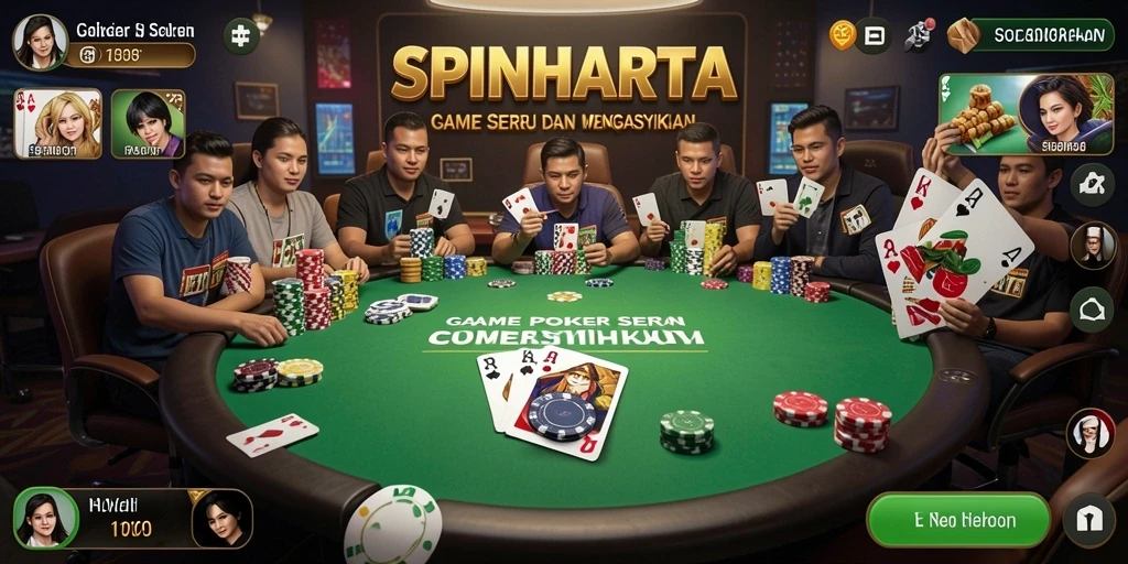 Tampilan menarik dari gameplay Poker di SPINHARTA.
