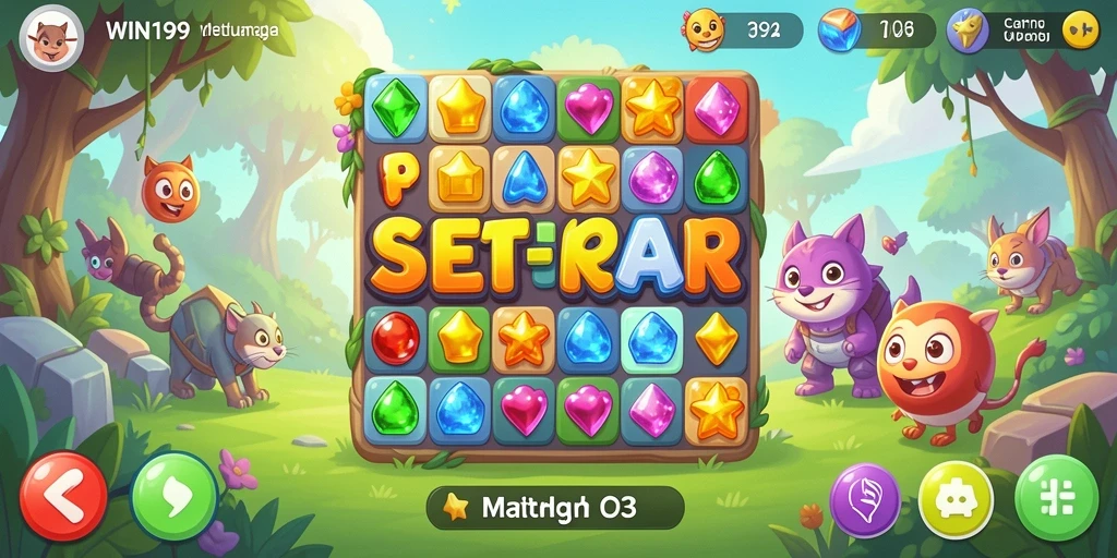 Tampilan gameplay seru dalam WIN199 yang menampilkan keseruan mencocokkan elemen.